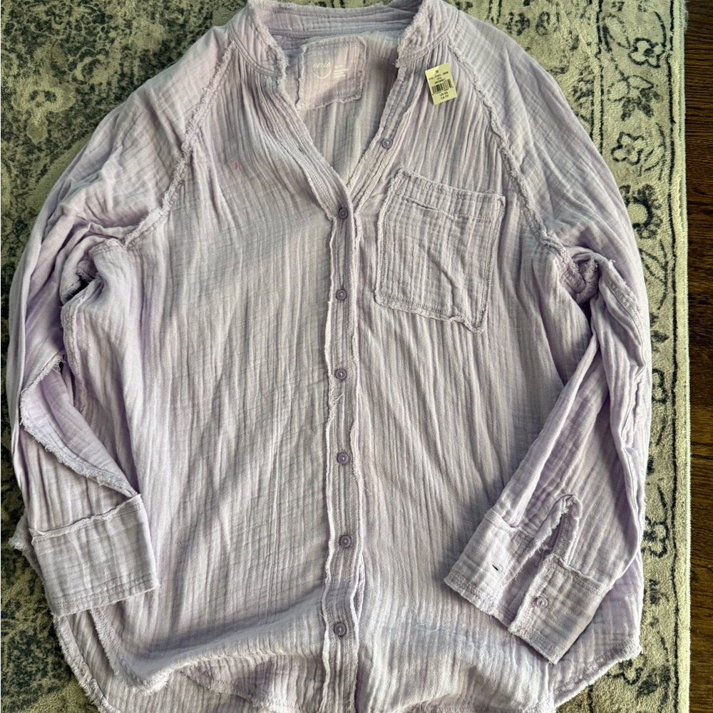 Aerie Lavender Button-Up Shirt